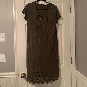 Green suede dress